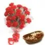 12 red carnations with 1 kg assorted dry fruits