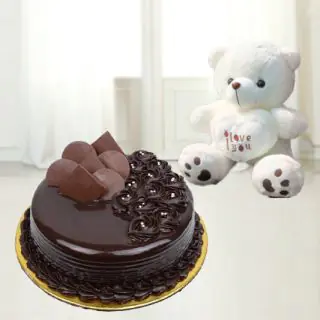  double chocolate cake with 6 inch height teddy 