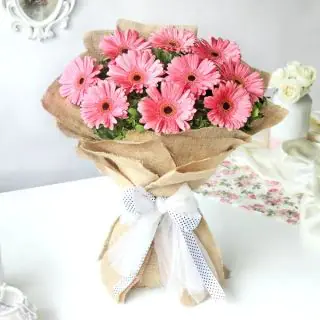 Bunch of 12 pink gerberas