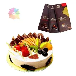  mix fruit premium quality cake with set of 3 bournville chocolates 