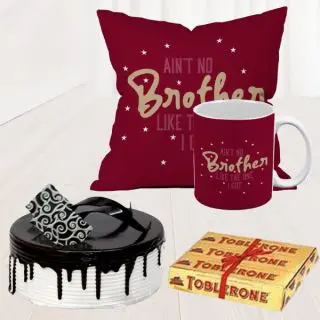 Set of photo mug with photo cushion, Half kg choco vanilla cake  with 3 toblerone chocolates 