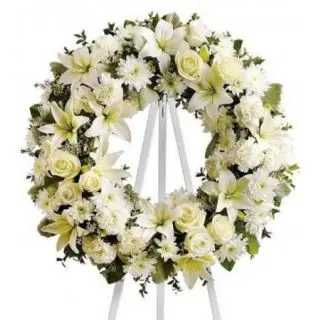 Wreath of White Exotic Flowers