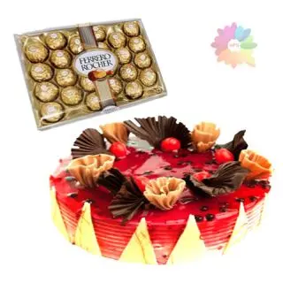  blueberry cake with 24 pcs rocher ferrero chocolates 