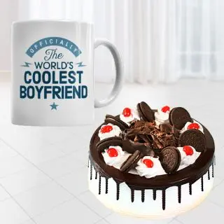1 pound oreo black forest cool cake with photo mug 