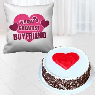 Photo cushion with 1 pound black forest cake 