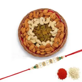 1 kg Assorted Dry fruits with 1 rakhi and roli chawal