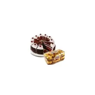1 Kg Black Forest Cake With 16 pcs Ferrero Rocher Chocolates