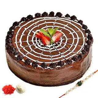 1 kg german chocolate fresh cream premium quality fresh cream cake with 1 rakhi and roli chawal