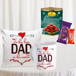 1 kg gulab jamun, set of 2 chocolates, photo mug with photo cushion 