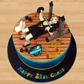 gym theme fondant cake 