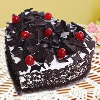 heart shape black forest cool anniversary  cake 