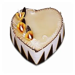 1 kg heart shape butterscotch fresh cream premium quality cake(Eggless)