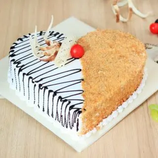 heart shape butterscotch vanilla birthday fresh cake
