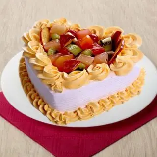 heart shape mix fruit anniversary cake