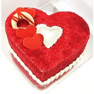 heart shape red velvet anniversary cake