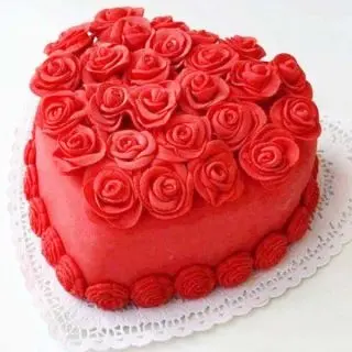  heart shape red velvet floral  theme cake 
