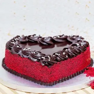 heart shape red velvet chocolate birthday cake 