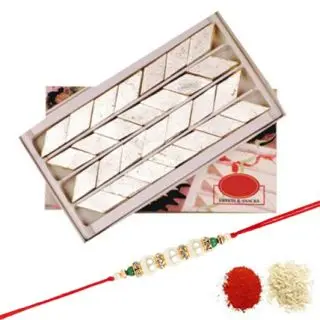 1 kg kaju katli with 1 rakhi and roli chawal