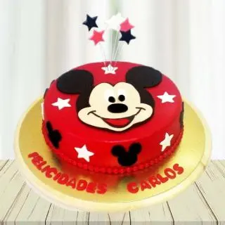 Mickey mouse fondant cake in strawberry flavour  cake 