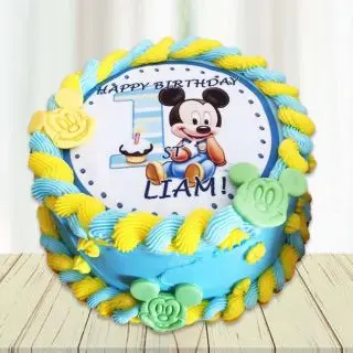 mickey mouse photo cake in chocolate flavour 