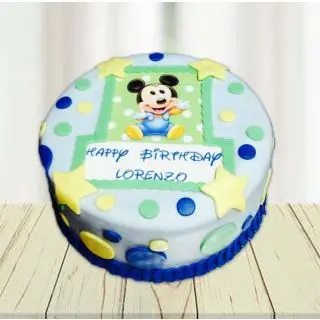  mickey mouse photo print fondant cake in chocolate flavour 