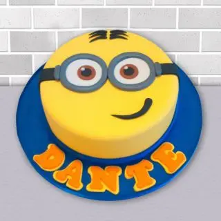 minion fondant cake in chocolate truffle flavour 
