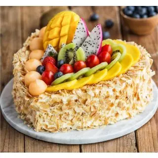 mix fruit almond heart shape cool cake 