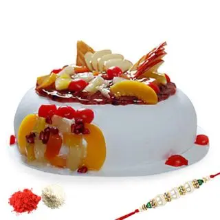 1 kg mix fruit premium quality cake with 1 rakhi and roli chawal
