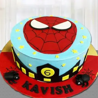 spider man theme cake in choco chips flavour 