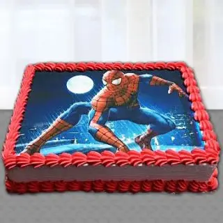  Spiderman square shape photo print cake  