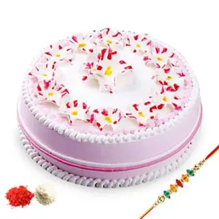 1 kg vailla fresh cream premium quality cake  with 1 rakhi and roli chawa
