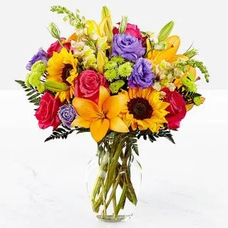 Mix flowers in Glass Vase