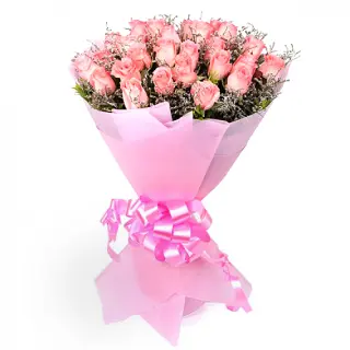 bunch of 25 pink roses