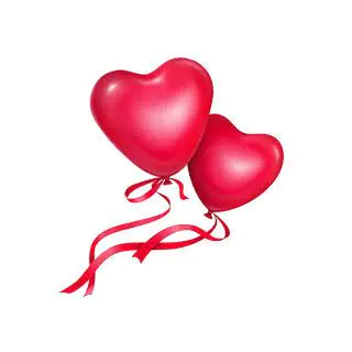 2 heart shape blown balloons