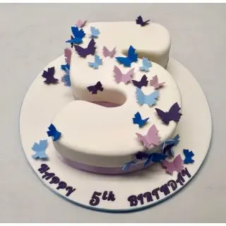 2 kg 5 shape numric fondant  cake with butterfly theme 
