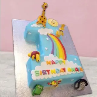 Animal theme numeric cake in 1 shape in chocolate flavour 