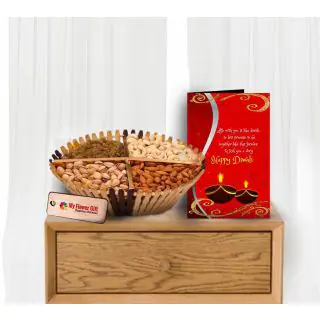 Assorted  Dry fruits basket with Diwali Greeting card 