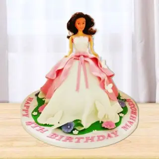  Barbie fondant cake with white forest flavour 