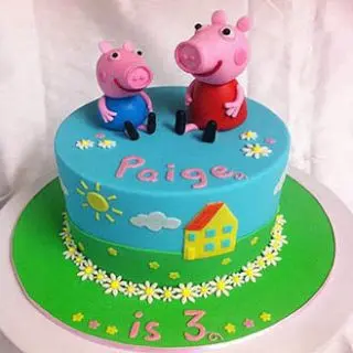 2 kg Fondant  peppa pig theme cake  in chocolate flavour 