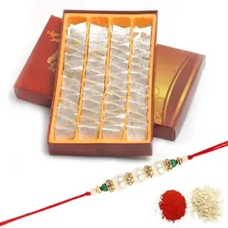 2 kg kaju katli with 1 Rakhi and roli chawal