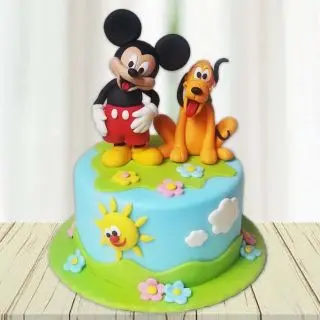 mickey mouse fondant cake in  butterscotch flavour 