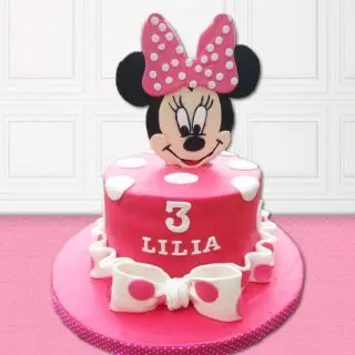  Minnie Mouse fondant cake in black forest flavour 
