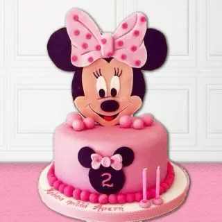  Minnie Mouse theme cake in choco vanilla flavour 
