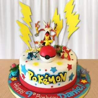 pokemon fondant theme cake in chocolate flavour