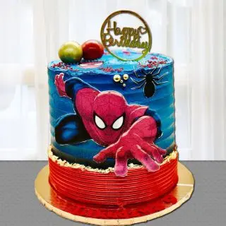 Spiderman 3D Effect cake in black forest flavor