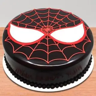 Spiderman theme cake in chocolate flavor