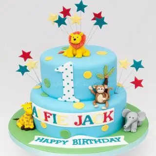 2 storey fondant jungle theme cake in 3 kg 