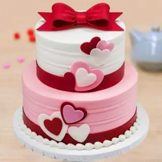 2 storey  fondant Love theme cake in 2 kg 