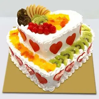 2 storey heart shape mix fruit premium quality cake in 2.5 kg