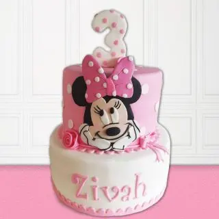 2 storey minnie mouse theme cake  with 3 kg weight in strawberry vanilla flavour 